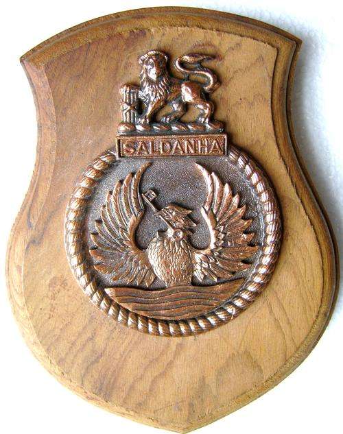 SOLID BRASS MOUNTED, SAS SALDANHA SHIPS PLAQUE 160mm x 130mm