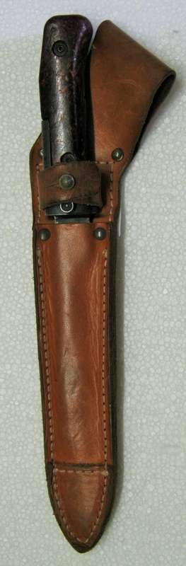 CZECHOSLOVAKIA VZ 57 BAYONET WITH ITS LEATHER SHEATH - BLADE HAS BEEN USED OTHERWISE GOOD CONDITION