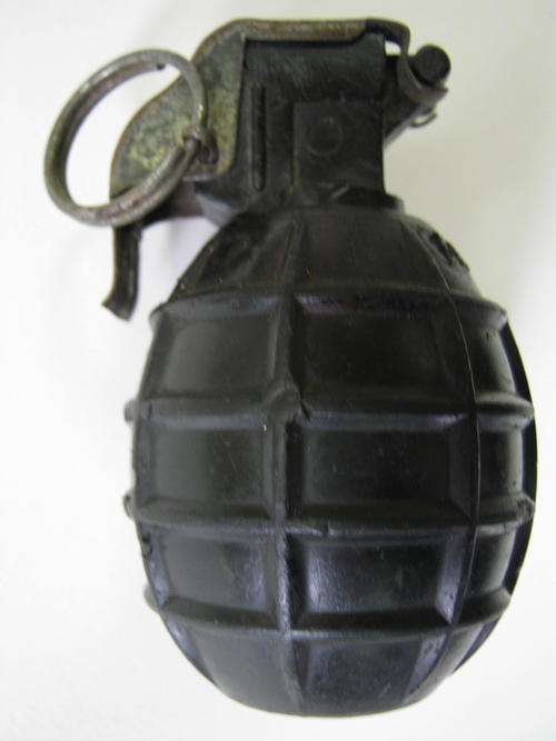 INERT M-75 HAND GRENADE - IT IS THE CROATION COPY OF THE YUGOSLAVIAN GRENADE - 1/2 handle missing