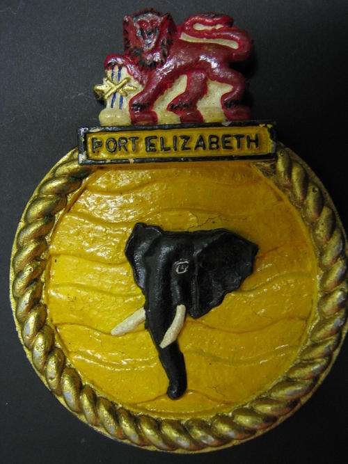 SAS PORT ELIZABETH (A MINE SWEEPER THAT BECAME SAS DONKIN) METAL PLAQUE - Good condition