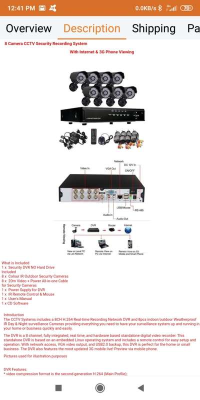 8 Camera CCTV Security Recording System With Internet & 3G Phone Viewing