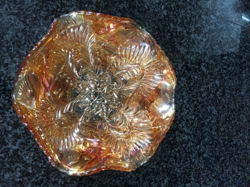 Vintage carnival glass bowl 23 cm diameter