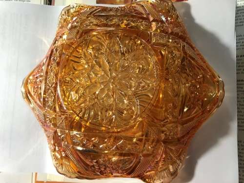 Vintage carnival glass bowl 23 cm diameter