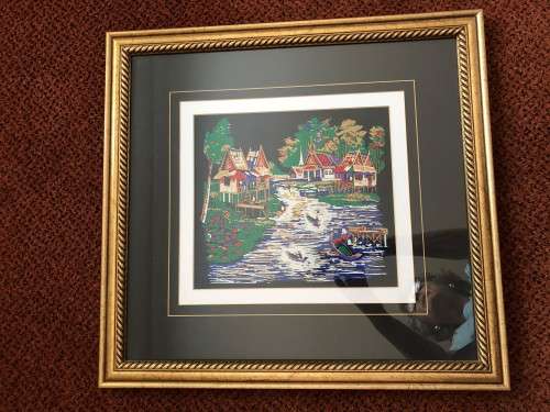 Koh Panyi Island Village Thailand painting on silk