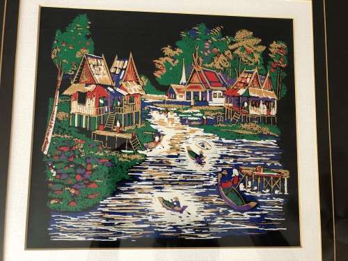 Koh Panyi Island Village Thailand painting on silk