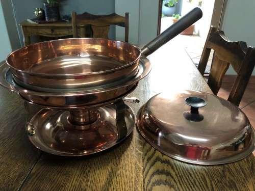 Solid copper antique chafing dish