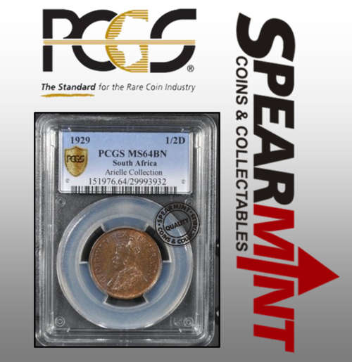 1929 South Africa Halfpenny MS64BN PCGS