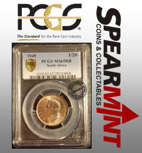 1949 South Africa Halfpenny MS65RB PCGS