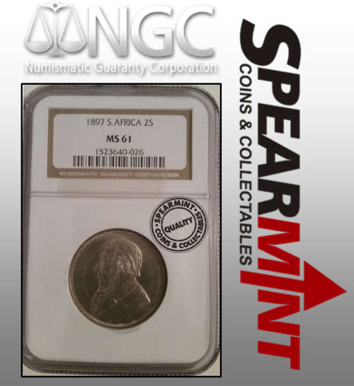 1897 ZAR South Africa 2 Shilling Florin MS61 NGC