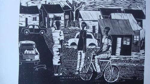 Sam Nhlengethwa - Original Woodcut  (Rare)