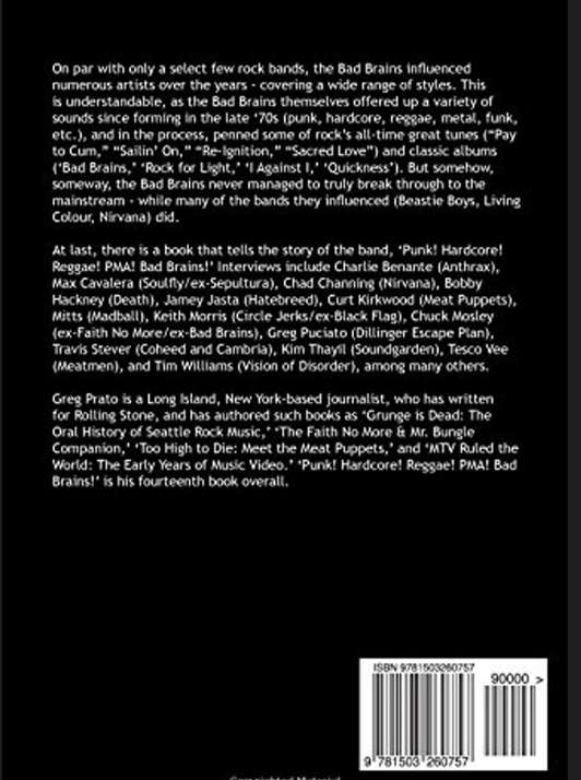 Punk! Hardcore! Reggae! PMA! Bad Brains! [2014] - Author Greg Prato [Paperback] NEW