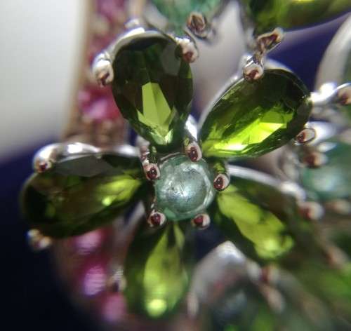 NATURAL CHROME DIOPSIDE, EMERALD, RUBY 925 STERLING SILVER RING (SZ9.5)