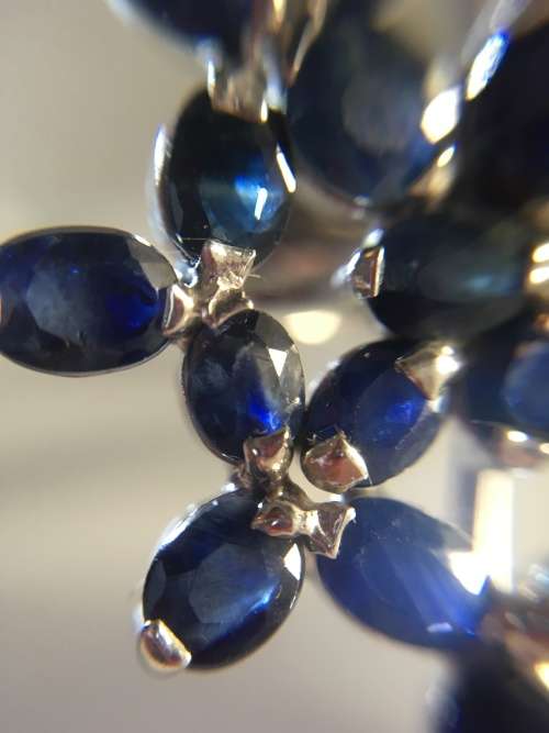 AMAZING REAL DEEP BLUE SAPPHIRE 925 SILVER RING SIZE 7.5