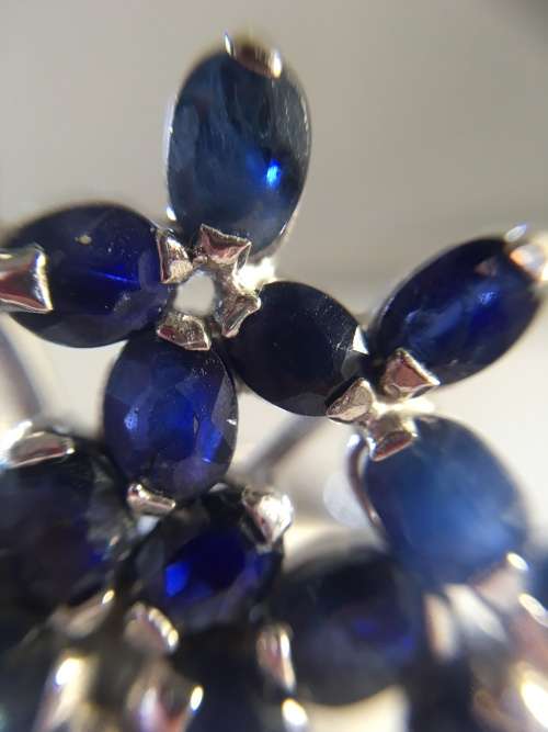 AMAZING REAL DEEP BLUE SAPPHIRE 925 SILVER RING SIZE 7.5