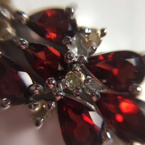 GENUINE DARK RED GARNET AND CITRINE 925 SILVER NECKLACE