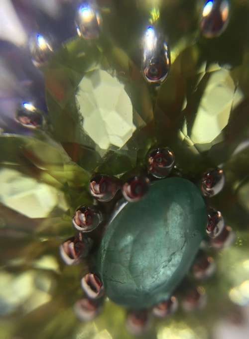 GENUINE PERIDOT EMERALD & TANZANITE 925 SILVER RING SIZE 8