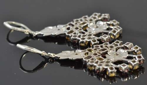 **SET** GENUINE GARNET & CITRINE & CZ 925 SILVER EARRINGS WITH MATCHING PENDANT