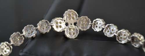 STUNNING HEAVY! REAL FRESHWATER  WHITE PEARLS & MARCASITE 925 SILVER BRACELET