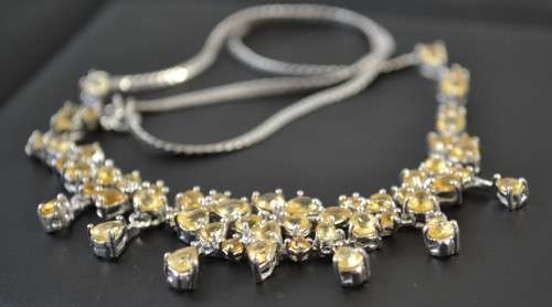 AMAZING GENUINE NATURAL TOP QUALITY YELLOW CITRINE 925 SILVER NECKLACE
