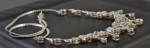 AMAZING GENUINE NATURAL TOP QUALITY YELLOW CITRINE 925 SILVER NECKLACE