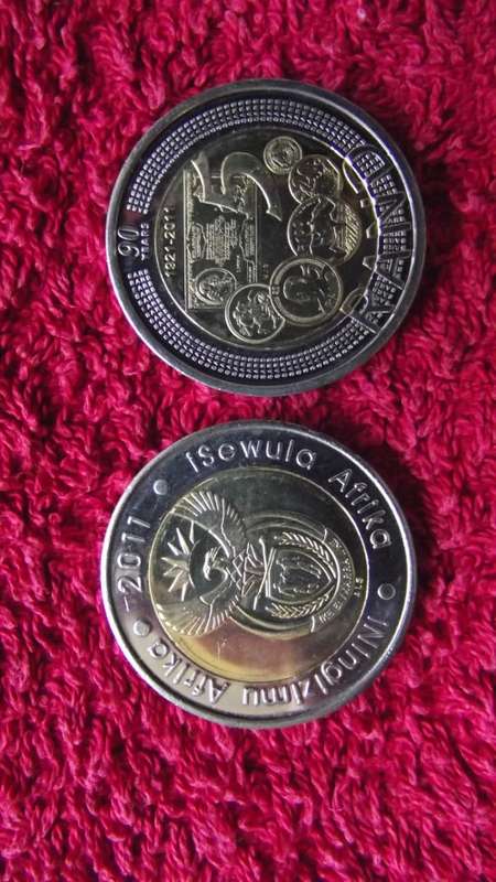 2011 : SARB 90 YEARS : R5 COINS - UNC - 5 AVAILABLE