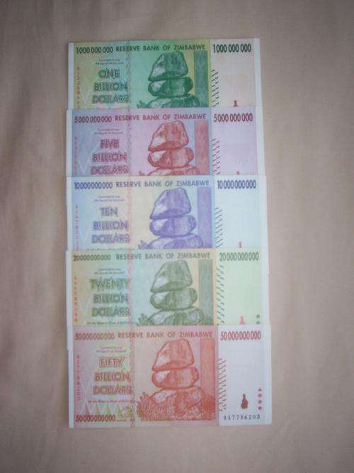 !!!  BILLION DOLLAR ZIMBABWE NOTE SET - 4 NOTES !!!