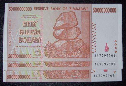***** FIFTY BILLION ZIM  DOLLARS - 3 NOTES  *****
