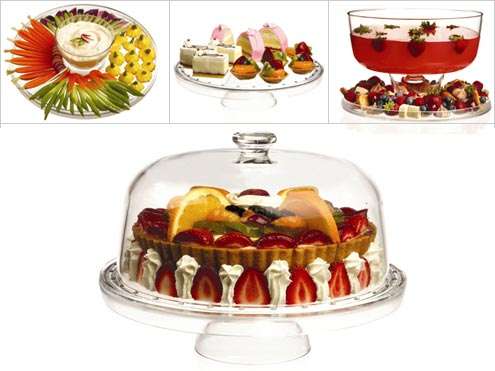 6 in 1 Multi-Functional Dome Cake Stand or use as Snack Server with Dip Bowl or Punch Bowl *AWESOME*