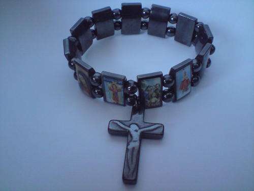 NEW ! Religious Christian Bracelet with pendant - Polished / High Gloss Ceramic Bead