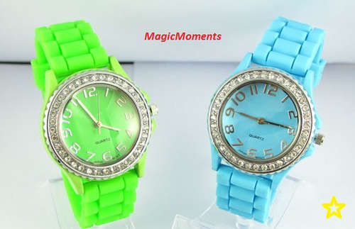 "STUNNING NEW 2011 RANGE" LUXURY ELEGANT SILICONE & S/STEEL DIAMANTE WATCH