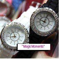 "BULK BUY" 12 X ASSORTED BLACK & WHITE CRYSTAL BEZEL QUARTZ WATCHES "Brand New"