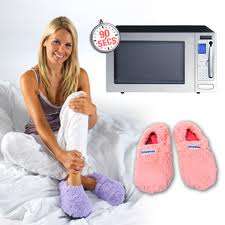100% NATURAL FOOT THERAPY MICROWAVE WARMING SLIPPERS Instant Relief For Cold Tired Aching Feet "New"