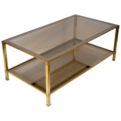 Brass and Glass Coffee Table + 2 Side Tables