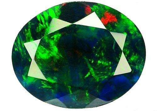 NATURAL WELO BLACK OPAL - 1.52CT - OPAQUE - VIVID MULTICOLOUR PLAY - OVAL FACET.