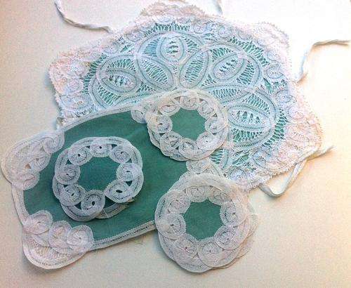 Vintage Coaster and Bread Basket Set