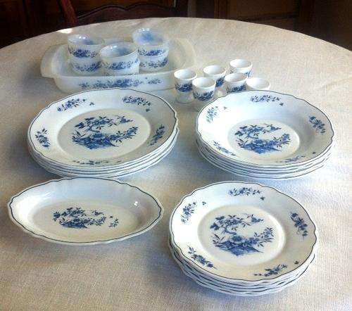 Vintage Arcopal  Milk Glass Dinner Set