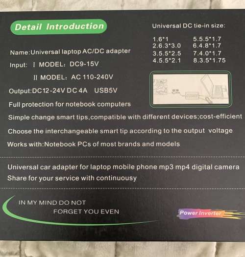 Universal Car and Home  AC/DC Adaptor for laptop