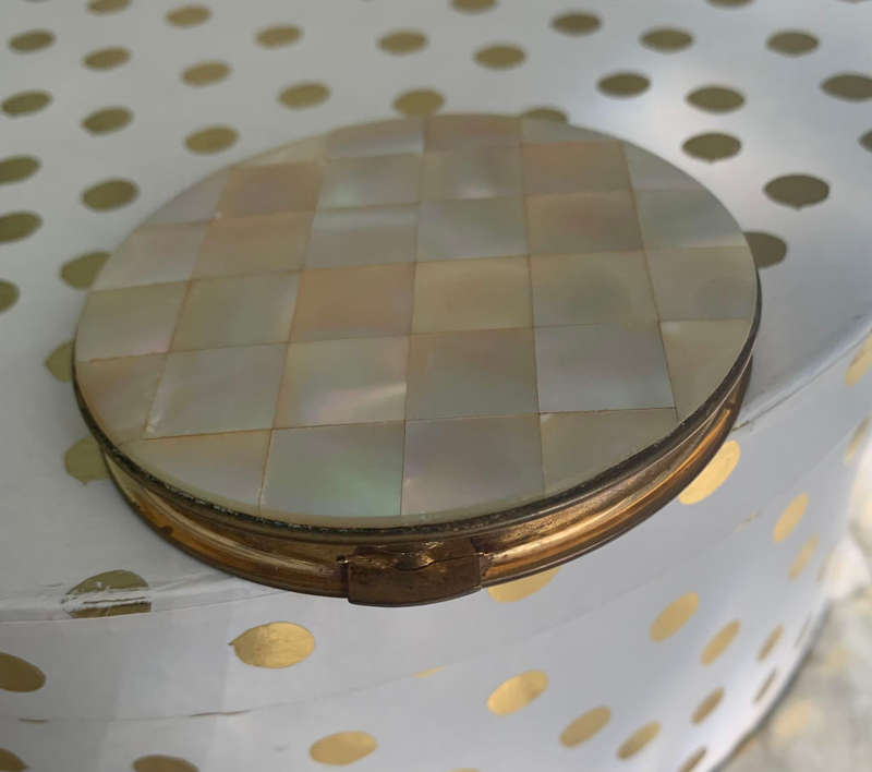Mother of Pearl Vintage Powder Compact