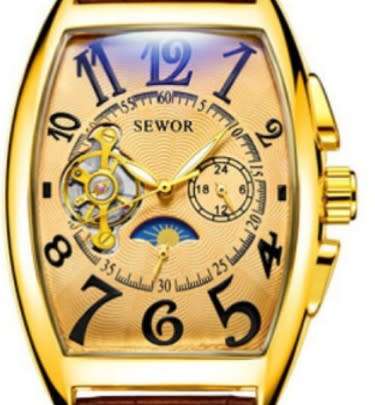 SEWOR RECTANGULAR MECHANICAL MENS WATCH