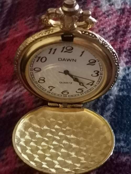 DAWN GOLD PLATED POCKET WATCH - WORKS 100%