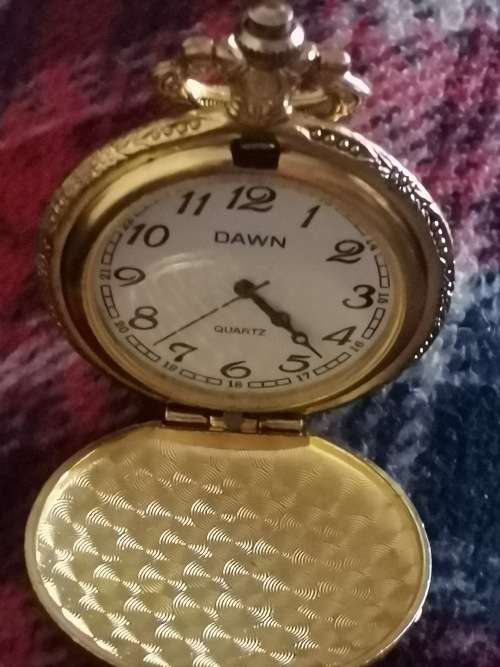 DAWN GOLD PLATED POCKET WATCH - WORKS 100%