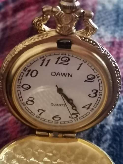 DAWN GOLD PLATED POCKET WATCH - WORKS 100%