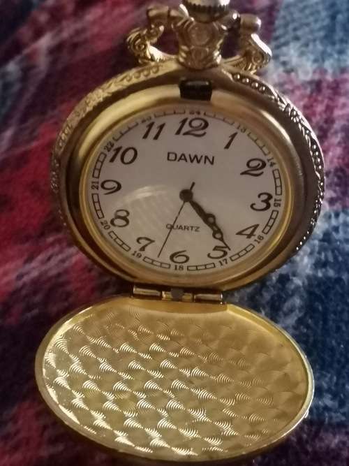 DAWN GOLD PLATED POCKET WATCH - WORKS 100%