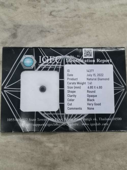 $$$R36500 VALUE$$$ VG RATED 1.41CT FANCY BLACK DIAMOND WITH CERTIFICATION AND VALUATION