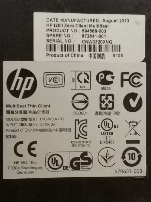 HP t200 Zero Client MultiSeat Thin Client