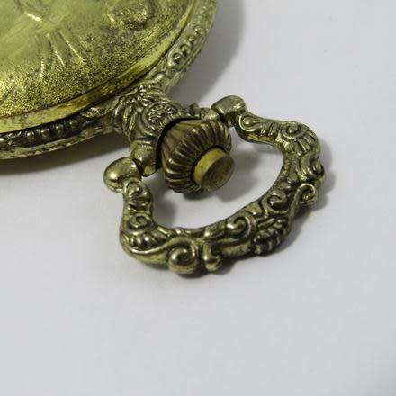 FULL HUNTER QUARTZ GOLD PLATED POCKET WATCH IN GOOD CONDITION