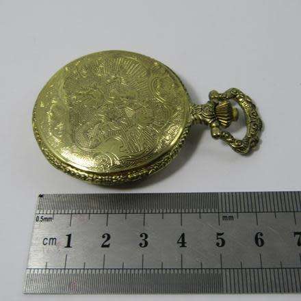 FULL HUNTER QUARTZ GOLD PLATED POCKET WATCH IN GOOD CONDITION