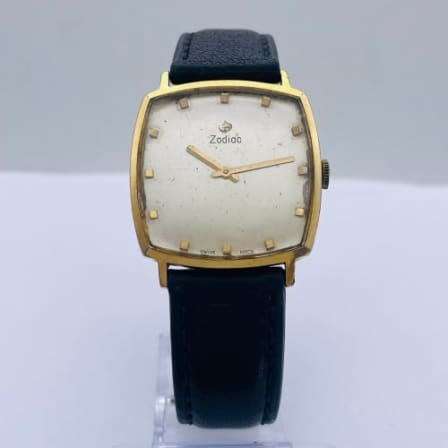 VINTAGE ART DECO MENS ZODIAC GOLD PLATED MECHANICAL WATCH IN EXCELLENT WORKING CONDITION