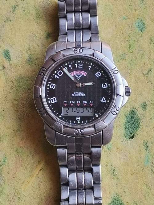 MENS CERTINA ATTACK 50 METERS ANALOG/DIGITAL WATCH IN EXCELLENT WORKING CONDITION