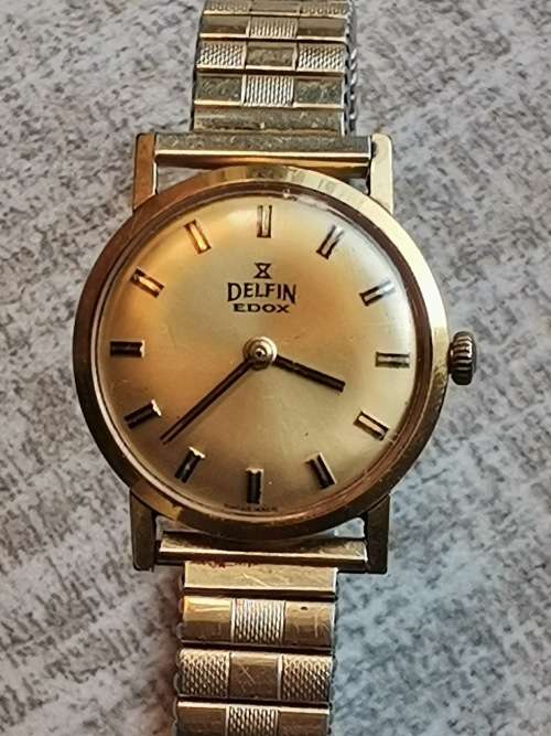 DELFIN EDOX GOLD PLATED LADIES WATCH IN EXCELLENT WORKING CONDITION